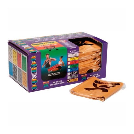 Fabrication Enterprises CanDo Latex Free Pre-Cut Exercise Band, XXX-Heavy, Gold, 48"L Strips, Box of 40 1368839